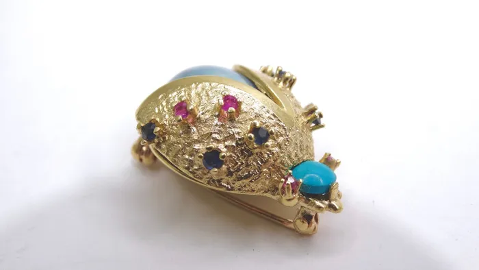 Earrings Vintage by Misty Pearl and 14k Gold Ladybug Broach