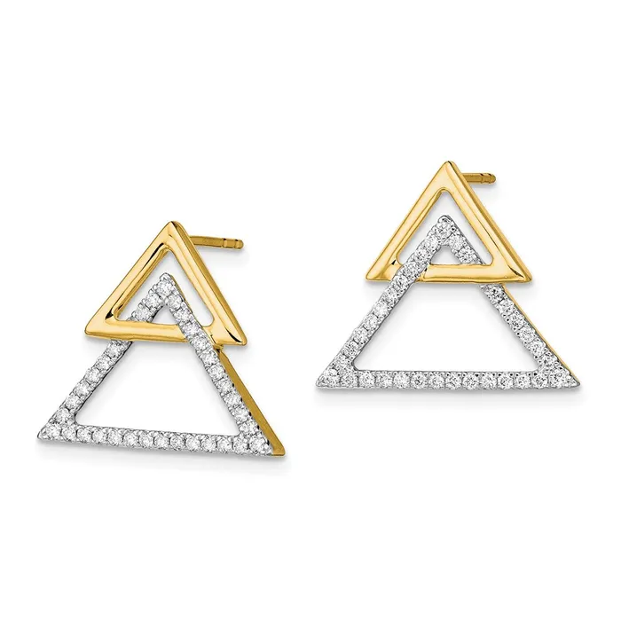 Earrings WB Choice Jewelry 14k Polished Double Triangle Diamond Post EarringsWBCEM6835033YA