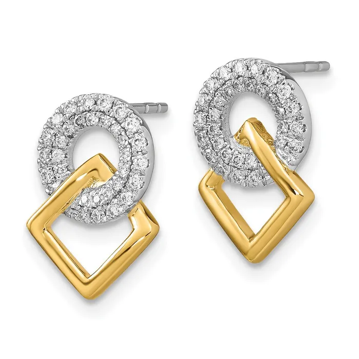 Earrings WB Choice Jewelry 14k Twotone Polished Diamond Circle and Square Post EarringsWBCEM6878025WYA Earrings WB Choice Jewelry 14k Twotone Polished Diamond Circle and Square Post EarringsWBCEM6878025WYA