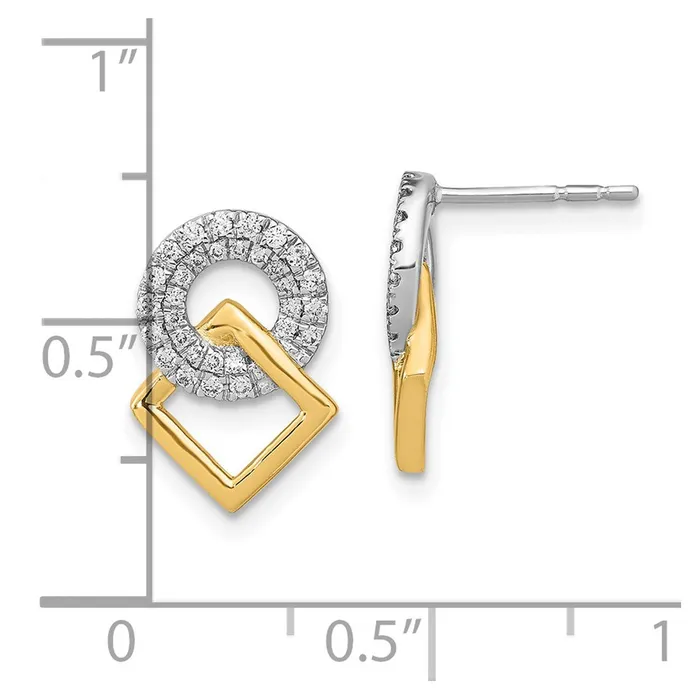Earrings WB Choice Jewelry 14k Twotone Polished Diamond Circle and Square Post EarringsWBCEM6878025WYA Earrings WB Choice Jewelry 14k Twotone Polished Diamond Circle and Square Post EarringsWBCEM6878025WYA