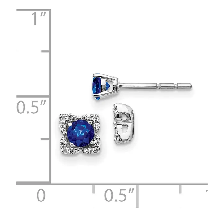 Earrings WB Choice Jewelry 14k White Gold Diamond and Sapphire Stud wJacket EarringsWBCEM4022SA010WA