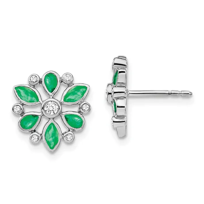 Earrings WB Choice Jewelry 14k White Gold Emerald and Diamond Post EarringsWBCEM7219EM013WA Earrings WB Choice Jewelry 14k White Gold Emerald and Diamond Post EarringsWBCEM7219EM013WA