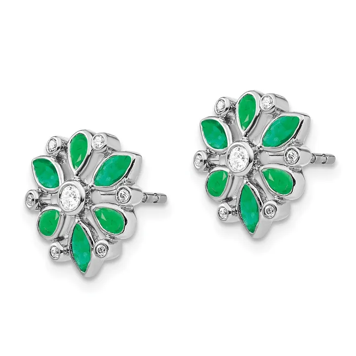 Earrings WB Choice Jewelry 14k White Gold Emerald and Diamond Post EarringsWBCEM7219EM013WA