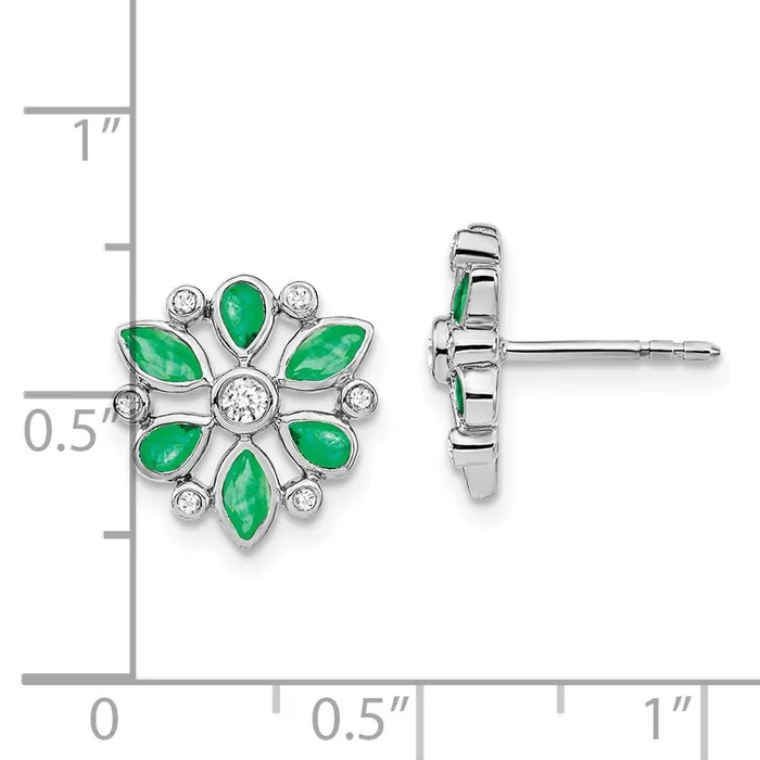 Earrings WB Choice Jewelry 14k White Gold Emerald and Diamond Post EarringsWBCEM7219EM013WA