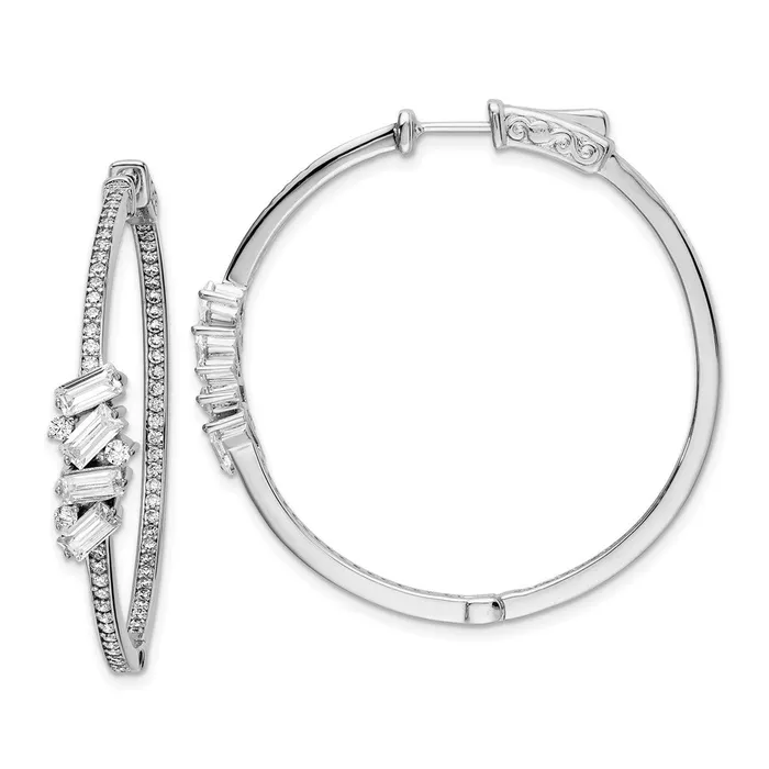 Earrings WB Choice Jewelry Sterling Silver CZ Hinged InOut Hoop EarringsWBCQE15615 Earrings WB Choice Jewelry Sterling Silver CZ Hinged InOut Hoop EarringsWBCQE15615