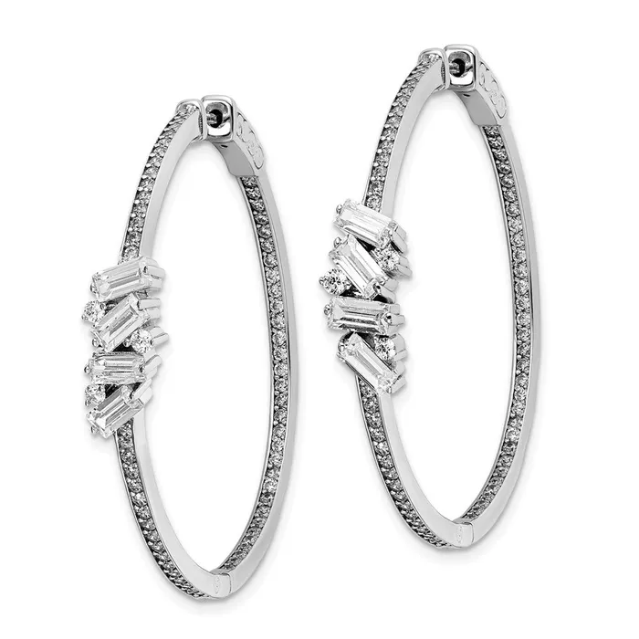 Earrings WB Choice Jewelry Sterling Silver CZ Hinged InOut Hoop EarringsWBCQE15615