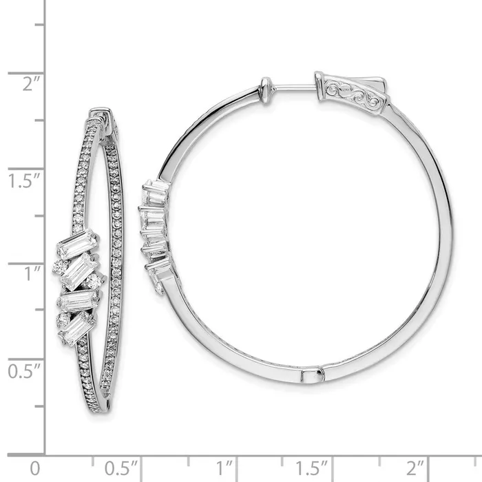 Earrings WB Choice Jewelry Sterling Silver CZ Hinged InOut Hoop EarringsWBCQE15615