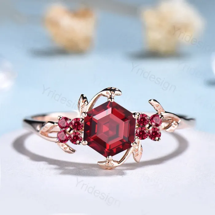 Floral Leaves Ruby Ring Unique Nature Inspired Red Ruby Leaf Engagement Ring Vintage Branch Crystal Wedding Ring Women July Birthstone Gift PENFINE Rings Floral Leaves Ruby Ring Unique Nature Inspired Red Ruby Leaf Engagement Ring Vintage Branch Crystal Wedding Ring Women July Birthstone Gift PENFINE Rings