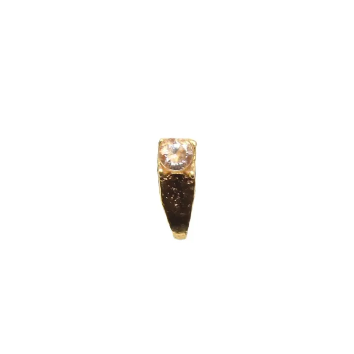 Gold Plated Indian Nose Stud White CZ corkscrew piercing nose ring Karizma Jewels Rings