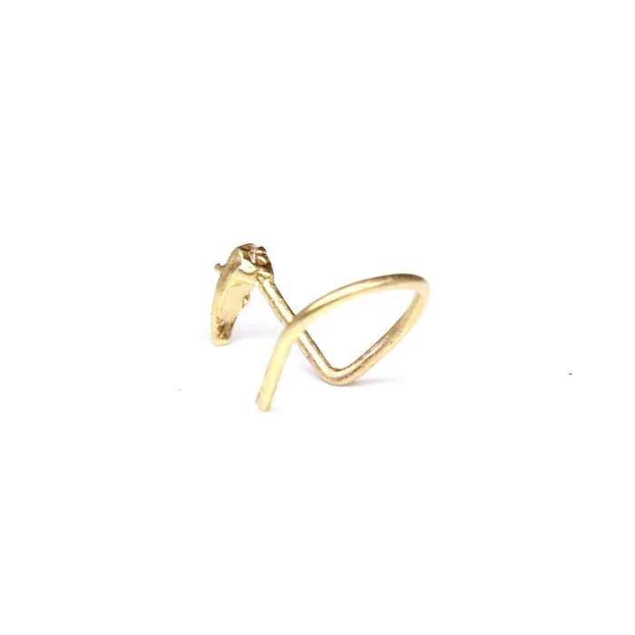 Gold Plated Indian Nose Stud White CZ corkscrew piercing nose ring Karizma Jewels Rings