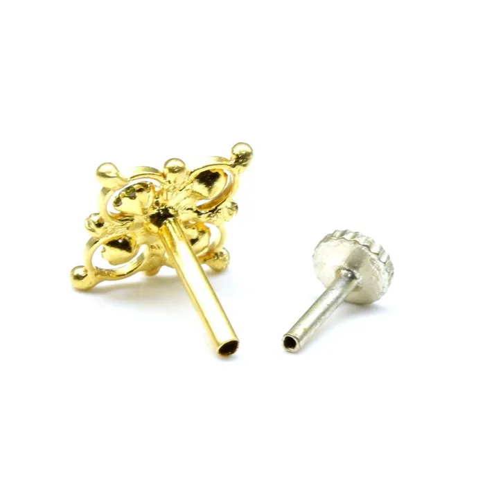 Indian Nose ring Multicolor CZ studded gold plated Piercing Nose stud push pin Karizma Jewels Rings