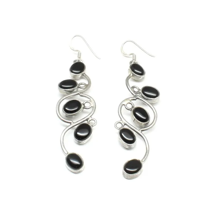 Karizma Jewels Black onyx stem leaf 925 Sterling Silver Dangle earrings Earrings