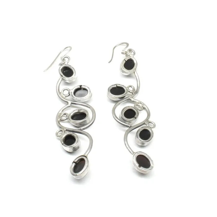 Karizma Jewels Black onyx stem leaf 925 Sterling Silver Dangle earrings Earrings