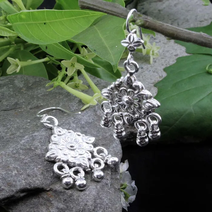Karizma Jewels Earrings India design long 925 silver Boho Dangle earrings