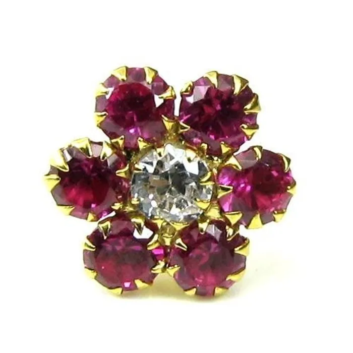Karizma Jewels Earrings Indian Style Floral CZ Studded Body Piercing Jewelry Nose Stud Pin Solid Real 14k Yellow Gold Karizma Jewels Earrings Indian Style Floral CZ Studded Body Piercing Jewelry Nose Stud Pin Solid Real 14k Yellow Gold