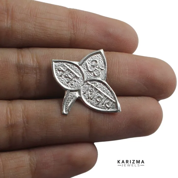 Karizma Jewels Necklaces Real Silver Shiva Belpatra Leaf Yantra for Lal kitab remedy