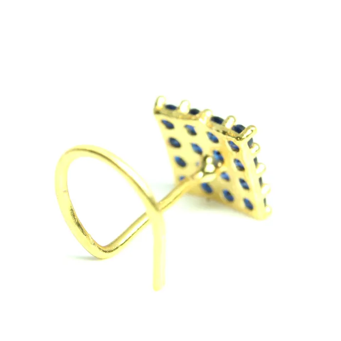 Karizma Jewels Rings 2pc Set Gold Plated Triangle Square Style Women Nose Stud CZ Twisted nose ring