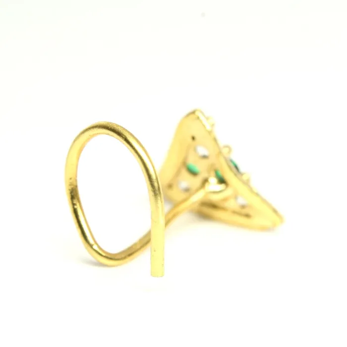 Karizma Jewels Rings 2pc Set Gold Plated Triangle Square Style Women Nose Stud CZ Twisted nose ring