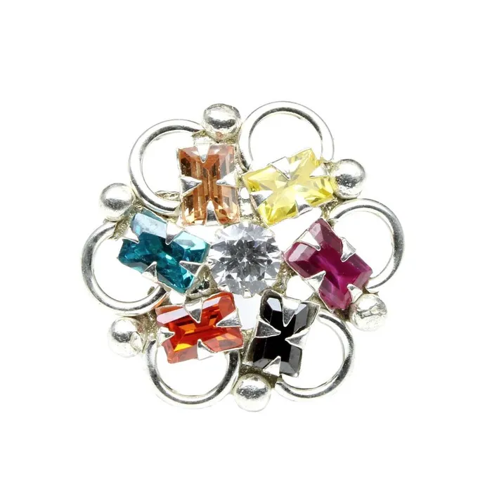 Karizma Jewels Rings Ethnic 925 Sterling Silver Multicolor CZ Studded Nose ring Push Pin Karizma Jewels Rings Ethnic 925 Sterling Silver Multicolor CZ Studded Nose ring Push Pin