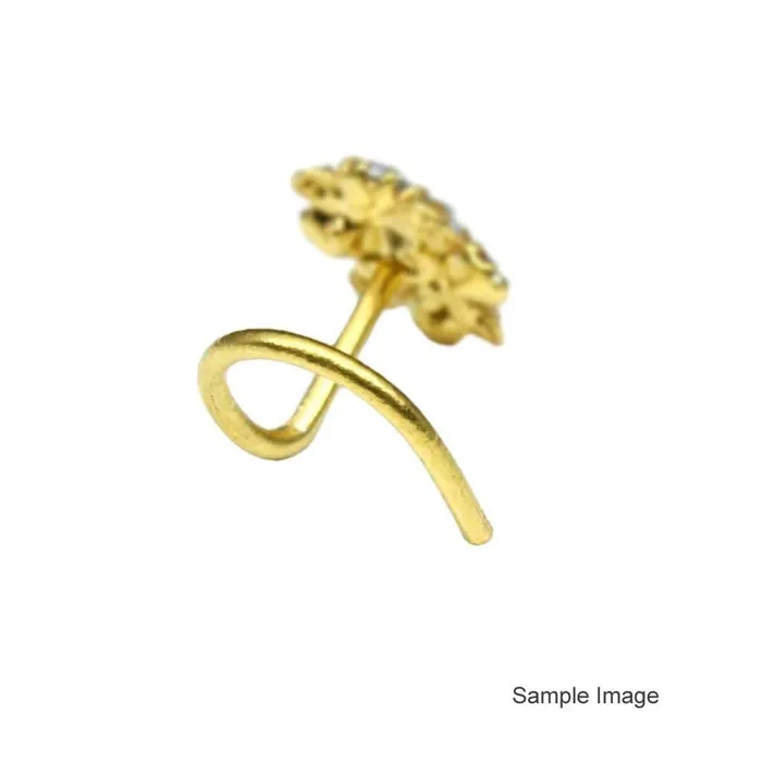 Karizma Jewels Rings Handmade style Gold Plated Dangle Nose ring Green White CZ Twisted nose ring 22g