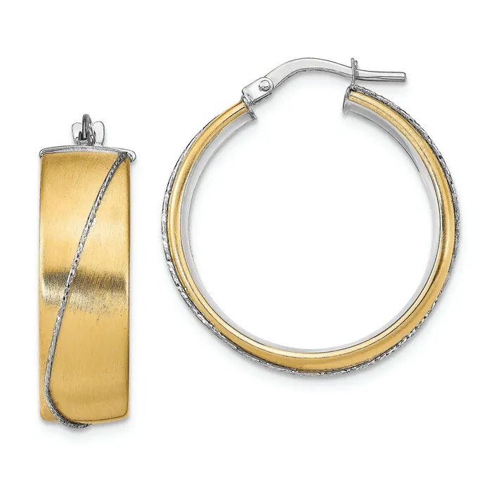 LESLIES Earrings 14KY WITH RHODIUM PLATING BRUSHED EARRINGS
