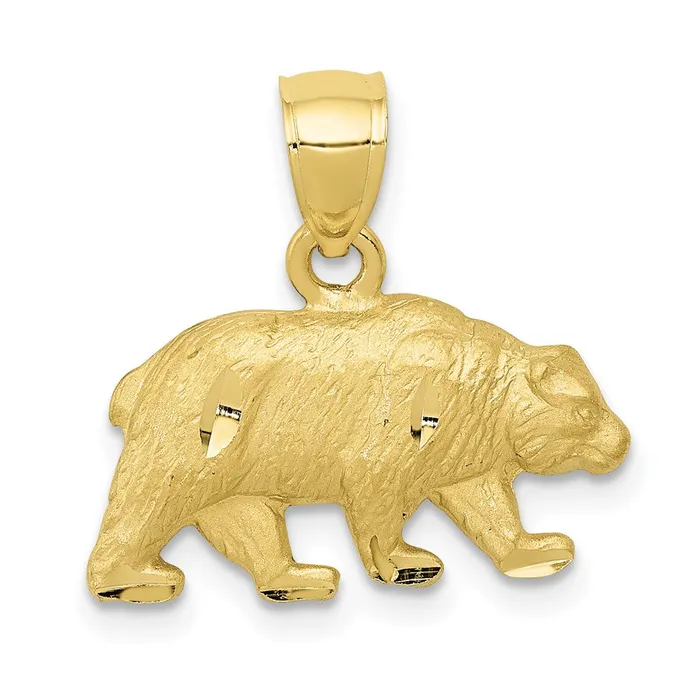 Necklaces 10K Diamondcut Bear PendantWBC10K3321 WB Choice Jewelry
