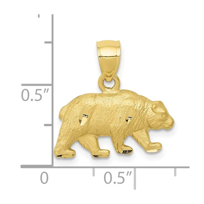 Necklaces 10K Diamondcut Bear PendantWBC10K3321 WB Choice Jewelry