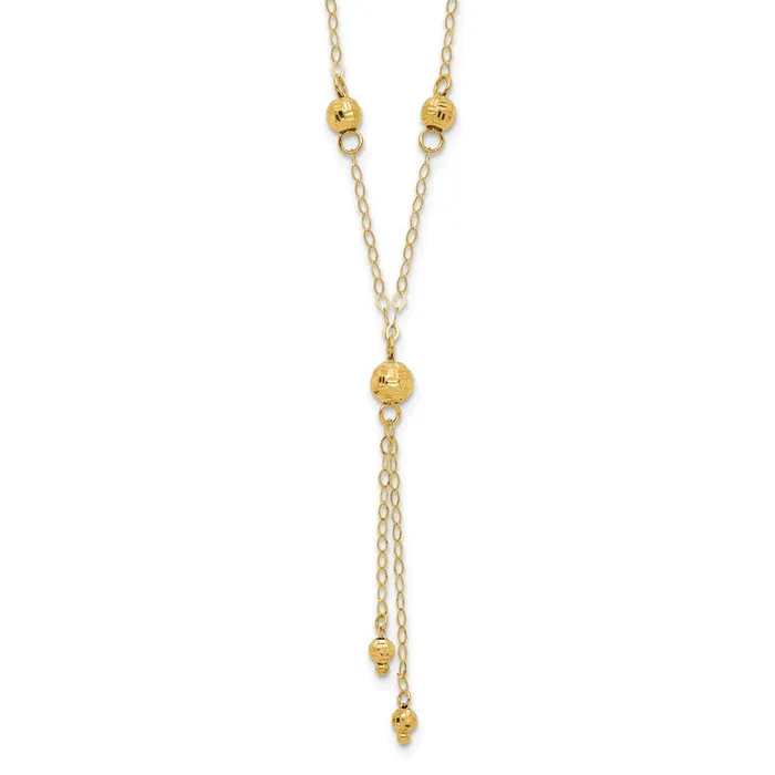 Necklaces 14k Yellow Gold Bead Lariat with 2in ext NecklaceWBCSF189016 WB Choice Jewelry Necklaces 14k Yellow Gold Bead Lariat with 2in ext NecklaceWBCSF189016 WB Choice Jewelry