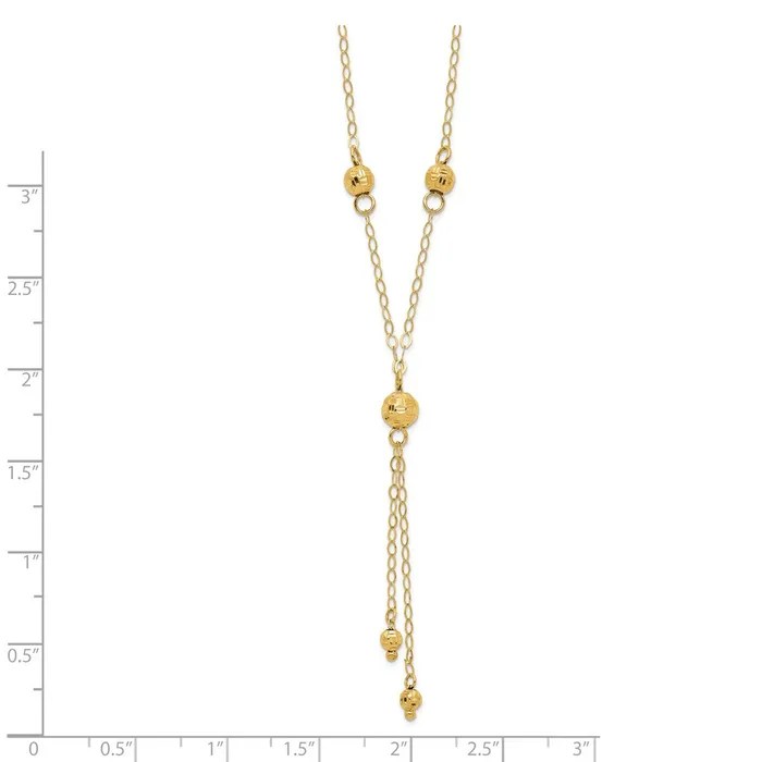 Necklaces 14k Yellow Gold Bead Lariat with 2in ext NecklaceWBCSF189016 WB Choice Jewelry