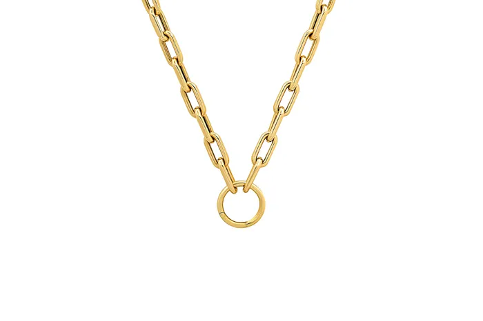 Necklaces Shylee Rose Jewelry Open Link Chain Necklace with Solid Gold Charm Ring Holder Necklaces Shylee Rose Jewelry Open Link Chain Necklace with Solid Gold Charm Ring Holder