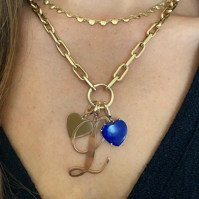 Necklaces Shylee Rose Jewelry Open Link Chain Necklace with Solid Gold Charm Ring Holder