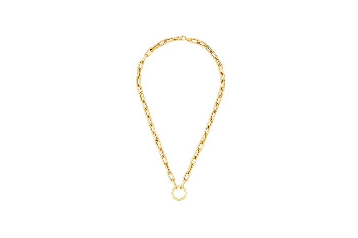 Necklaces Shylee Rose Jewelry Open Link Chain Necklace with Solid Gold Charm Ring Holder