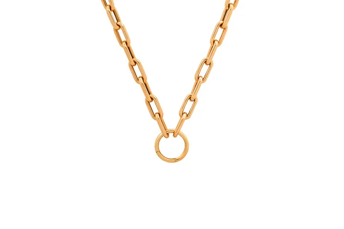 Necklaces Shylee Rose Jewelry Open Link Chain Necklace with Solid Gold Charm Ring Holder