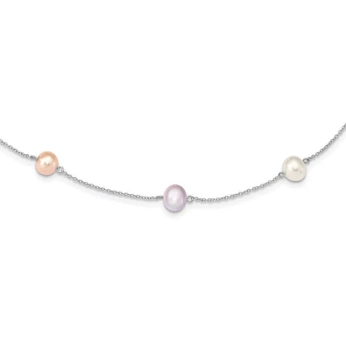 Necklaces Sterling Silver RH 78mm Multicolor FWC Pearl 9 Station NecklaceWBCQH541918 WB Choice Jewelry Necklaces Sterling Silver RH 78mm Multicolor FWC Pearl 9 Station NecklaceWBCQH541918 WB Choice Jewelry