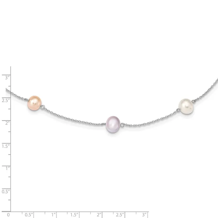 Necklaces Sterling Silver RH 78mm Multicolor FWC Pearl 9 Station NecklaceWBCQH541918 WB Choice Jewelry