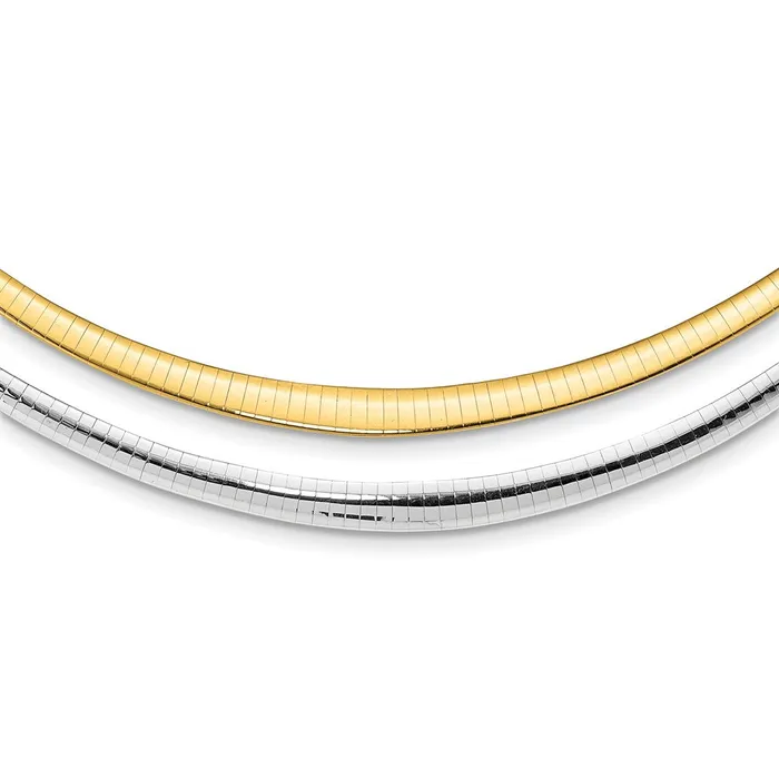 Necklaces WB Choice Jewelry 14k Polished 36mm Graduated Reversible Omega NecklaceWBCRDG616 Necklaces WB Choice Jewelry 14k Polished 36mm Graduated Reversible Omega NecklaceWBCRDG616