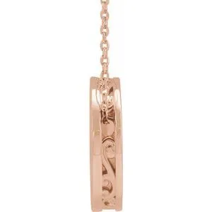 Necklaces WB Choice Jewelry 14K Rose 17 mm Scroll Disc 1618 Necklace86634607PSTWBC