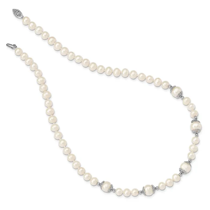 Necklaces WB Choice Jewelry Sterling Silver Rhodplated 69mm White off Round 5station NecklaceWBCQH554418