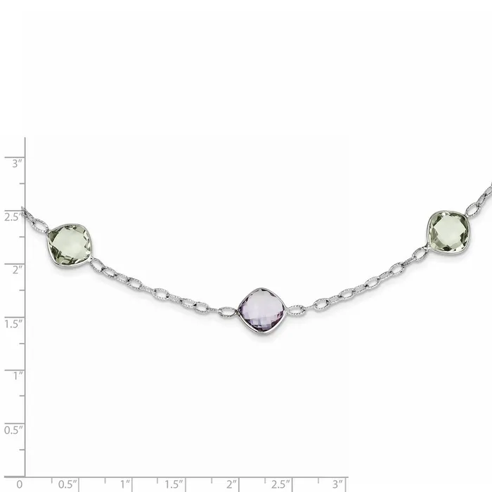 Necklaces WB Choice Jewelry Sterling Silver Rhodiumplated 18in Amethyst Green Quartz NecklaceWBCQX899AM