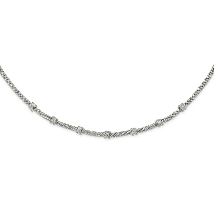 Necklaces WB Choice Jewelry Sterling Silver Rhodiumplated Polished CZ Xs NecklaceWBCQG600018