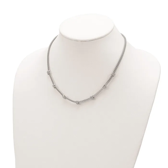 Necklaces WB Choice Jewelry Sterling Silver Rhodiumplated Polished CZ Xs NecklaceWBCQG600018