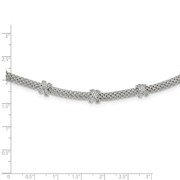 Necklaces WB Choice Jewelry Sterling Silver Rhodiumplated Polished CZ Xs NecklaceWBCQG600018