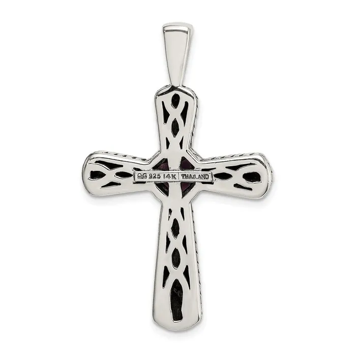 Necklaces WB Choice Jewelry Sterling Silver w14k Amethyst Cross NecklaceWBCQTC243