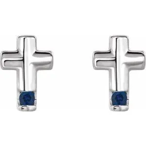 Platinum Blue Sapphire Cross Earrings R17020651PSTWBC WB Choice Jewelry Earrings