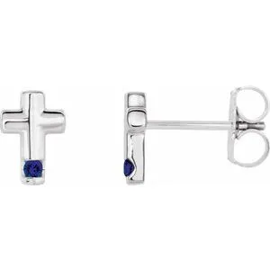 Platinum Blue Sapphire Cross Earrings R17020651PSTWBC WB Choice Jewelry Earrings