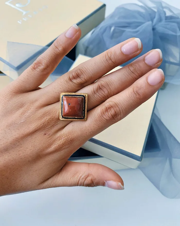 Red Square Ring PRERTO ECOMMERCE PRIVATE LIMITED Rings