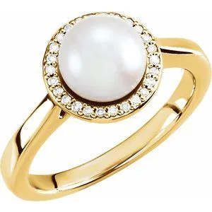 Rings 14K Yellow Freshwater Cultured Pearl 08 CTW Diamond HaloStyle Ring6471100PSTWBC WB Choice Jewelry Rings 14K Yellow Freshwater Cultured Pearl 08 CTW Diamond HaloStyle Ring6471100PSTWBC WB Choice Jewelry