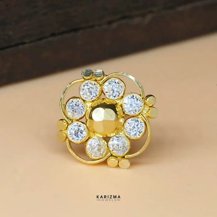 Rings Karizma Jewels 18K Real Gold Indian Women White CZ Floral Excellent gifting Nose stud nose ring Push Pin Rings Karizma Jewels 18K Real Gold Indian Women White CZ Floral Excellent gifting Nose stud nose ring Push Pin