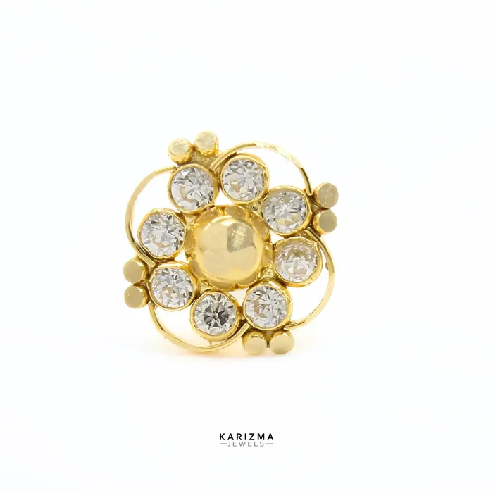 Rings Karizma Jewels 18K Real Gold Indian Women White CZ Floral Excellent gifting Nose stud nose ring Push Pin