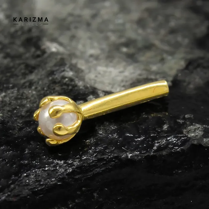 Rings Karizma Jewels Small 14K Real Gold Indian Women Pearl cute Nose stud nose ring Push Pin Rings Karizma Jewels Small 14K Real Gold Indian Women Pearl cute Nose stud nose ring Push Pin